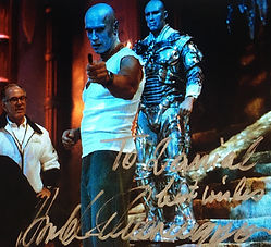 Danial Donai and Arnold Schwarzenegger as Mr Freeze from Batman & Robin blockbuster movie
