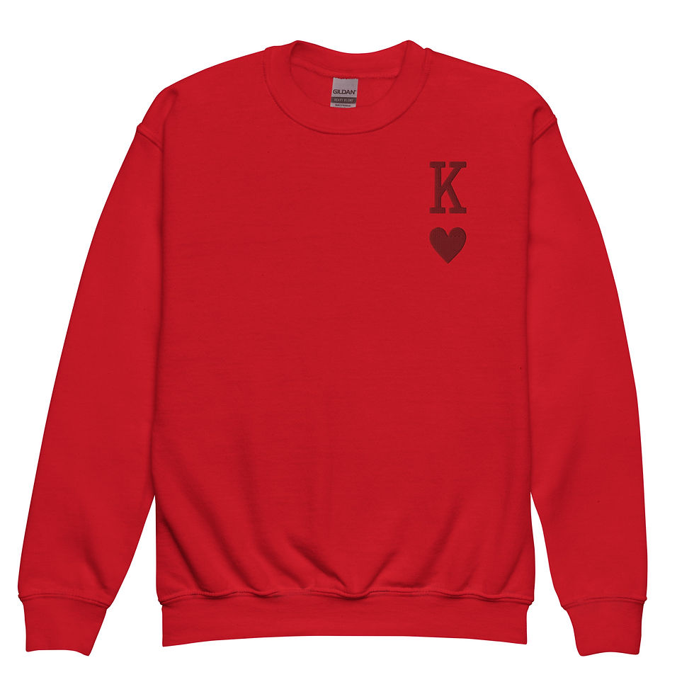 Thumbnail: King of Hearts Embroidered Youth Crewneck Sweatshirt
