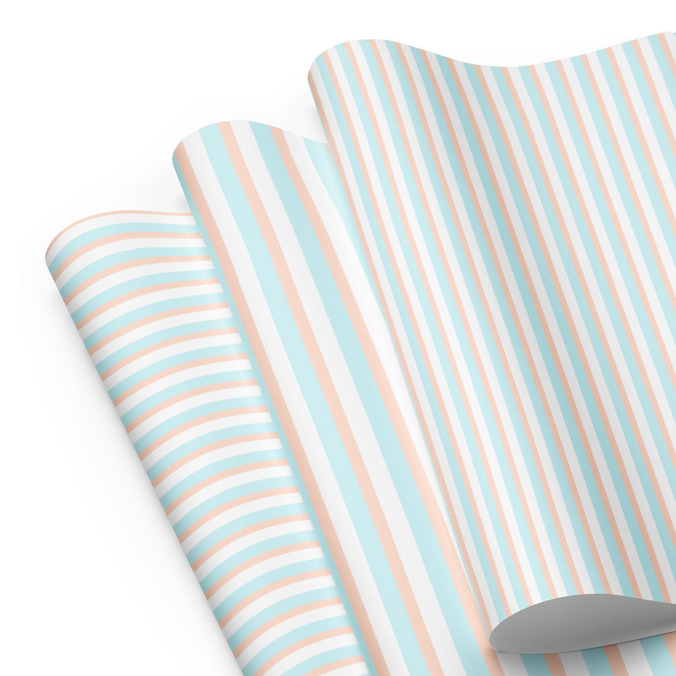 Aqua Orange Stripe Wrapping paper sheets