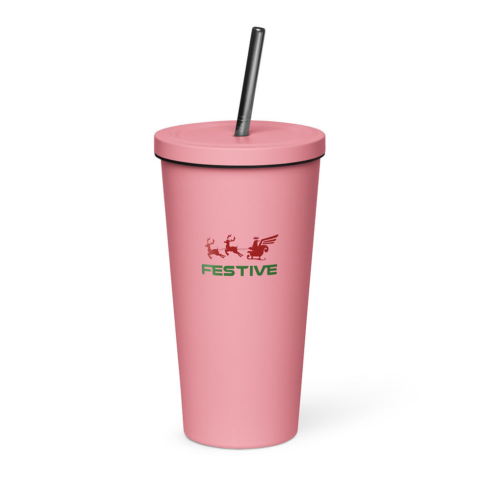 Thumbnail: Festive Insulated Tumbler with straw