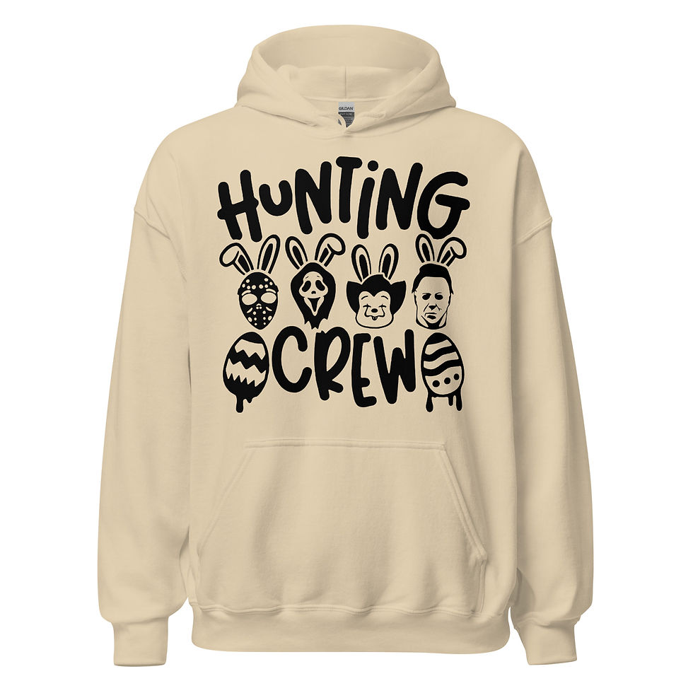 Thumbnail: Hunting Crew Unisex Horror Movie Villain Easter Hoodie