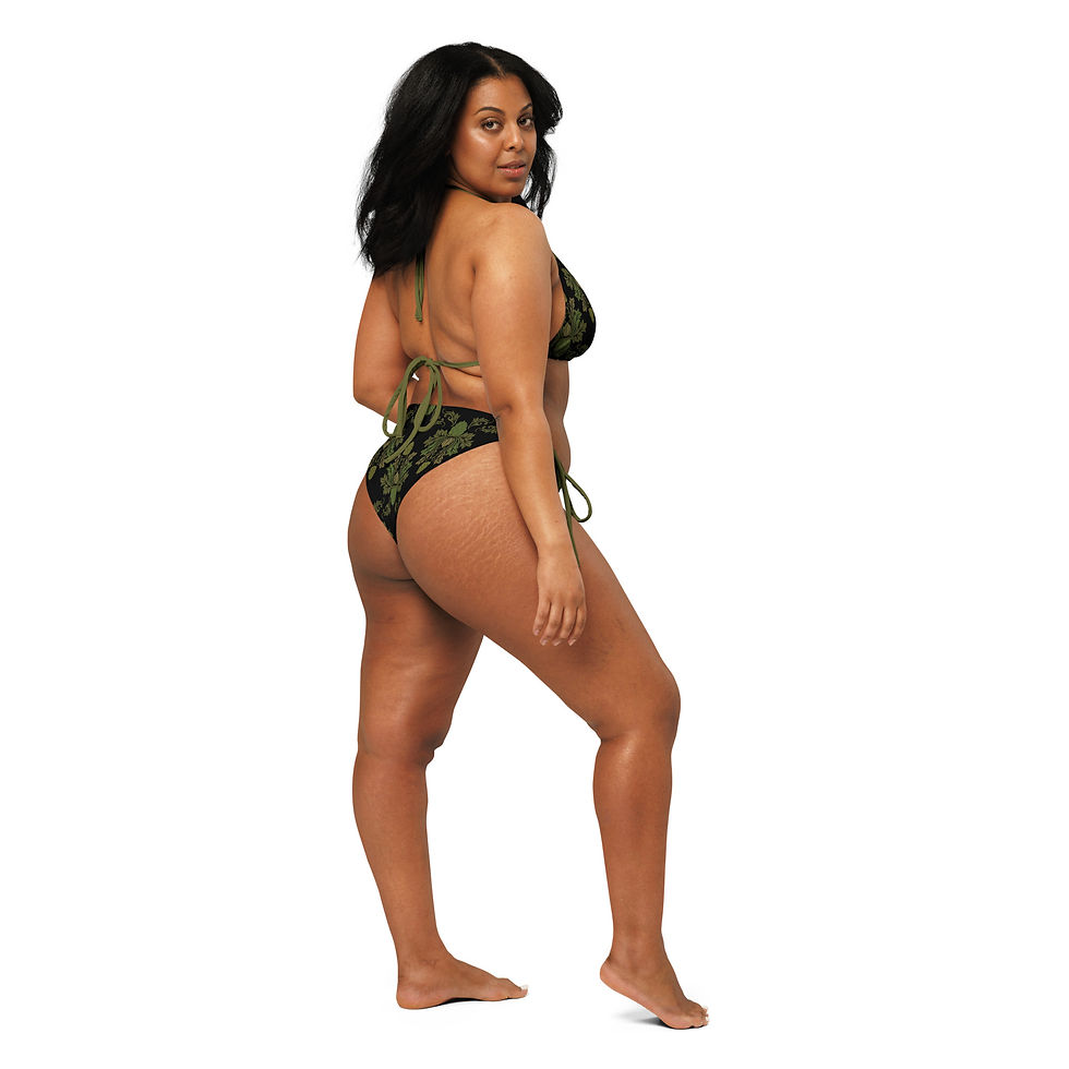 Thumbnail: Black Hops Damask Recycled String Bikini