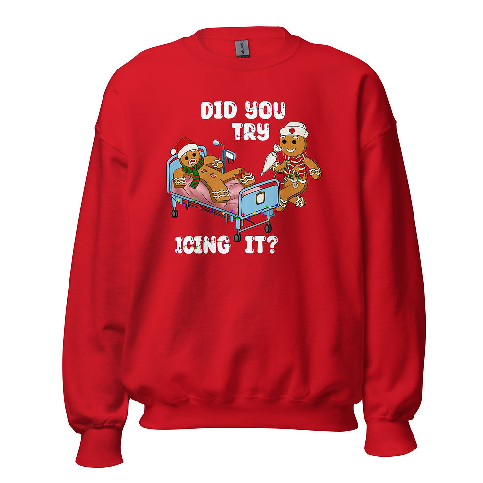 Thumbnail: Did You Try Icing It - Unisex Nurse Christmas Crewneck Sweatshirt