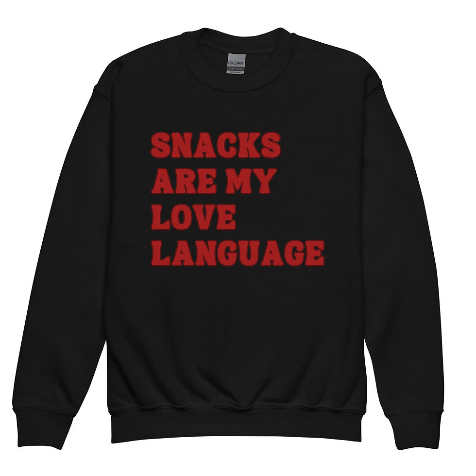 Snacks Are My Love Language Youth Foodie Crewneck Sweatshirt