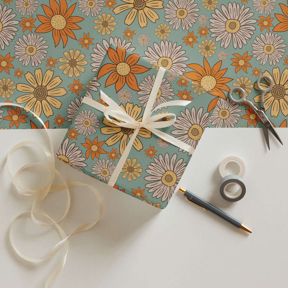 Thumbnail: Boho Peace Flowers Wrapping paper sheets