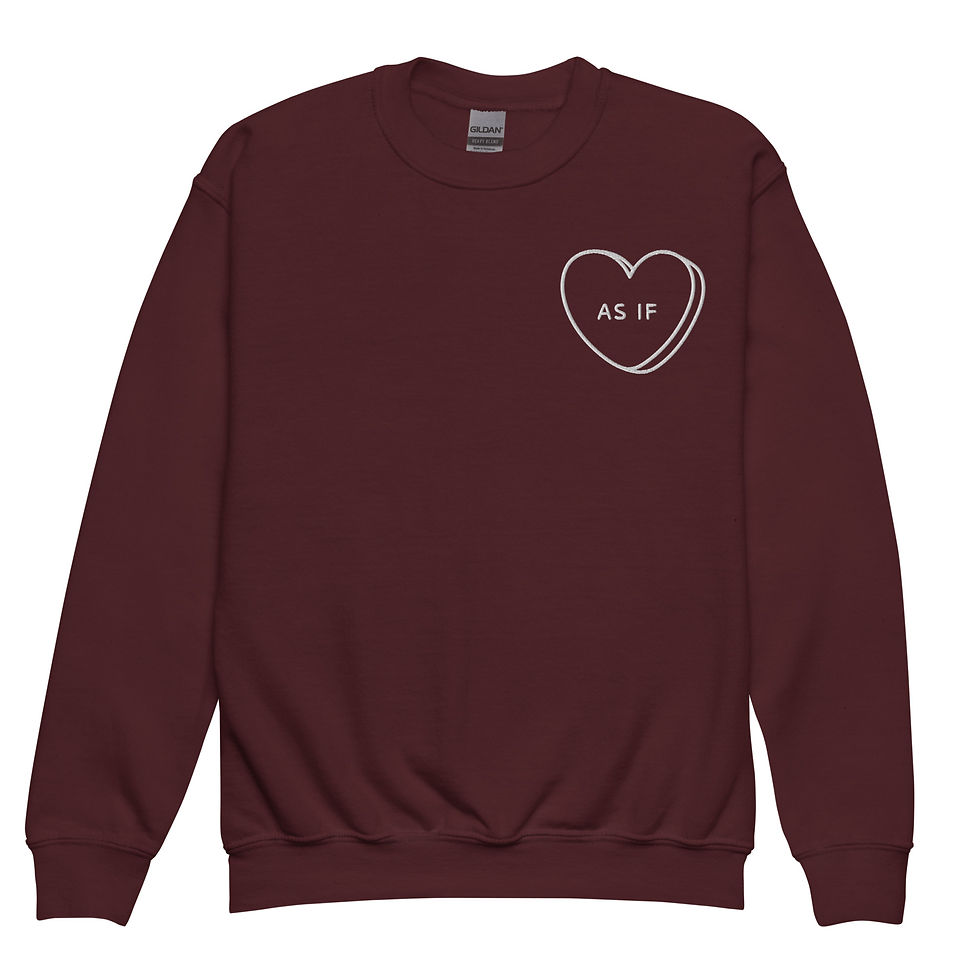 Thumbnail: As If Candy Heart Embroidered Youth Crewneck Sweatshirt