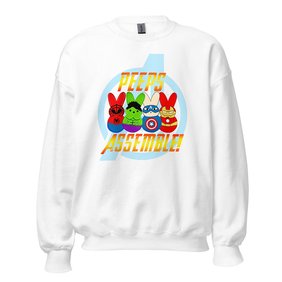 Thumbnail: Peeps Assemble Unisex Superhero Crewneck Sweatshirt inspired by the Avengers