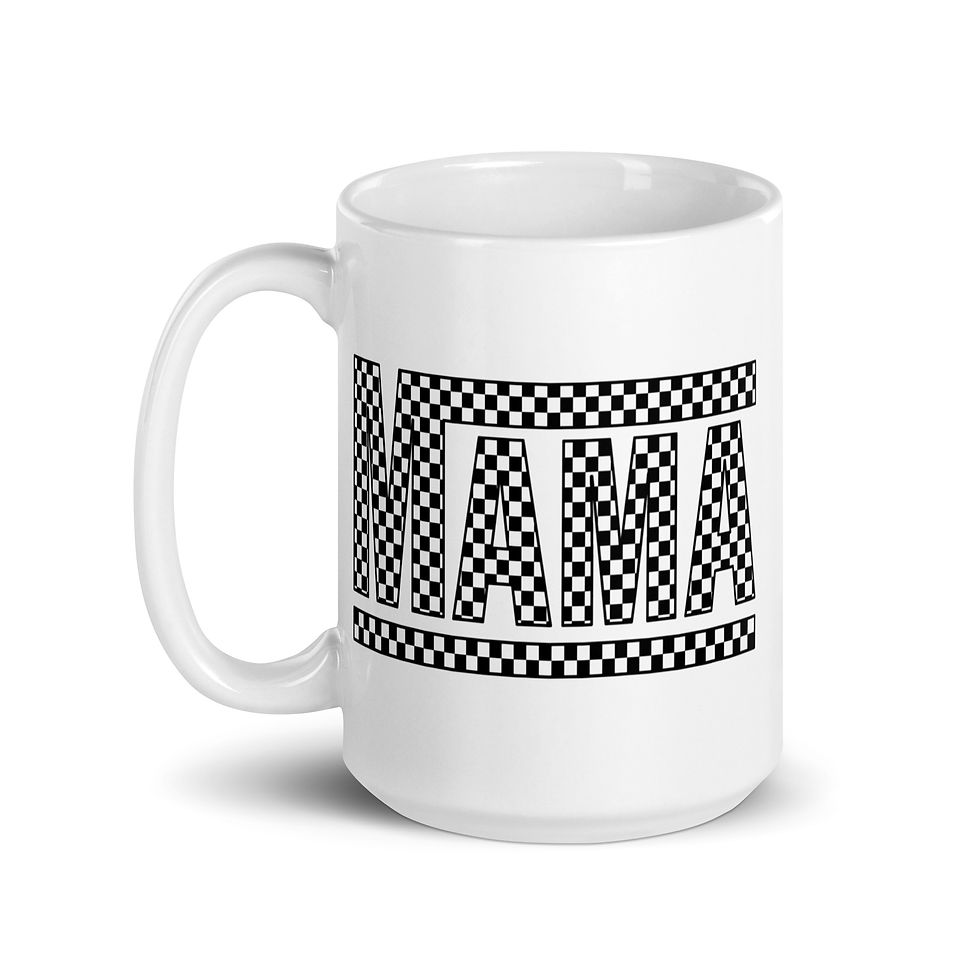 Thumbnail: Checkered Mama White glossy mug