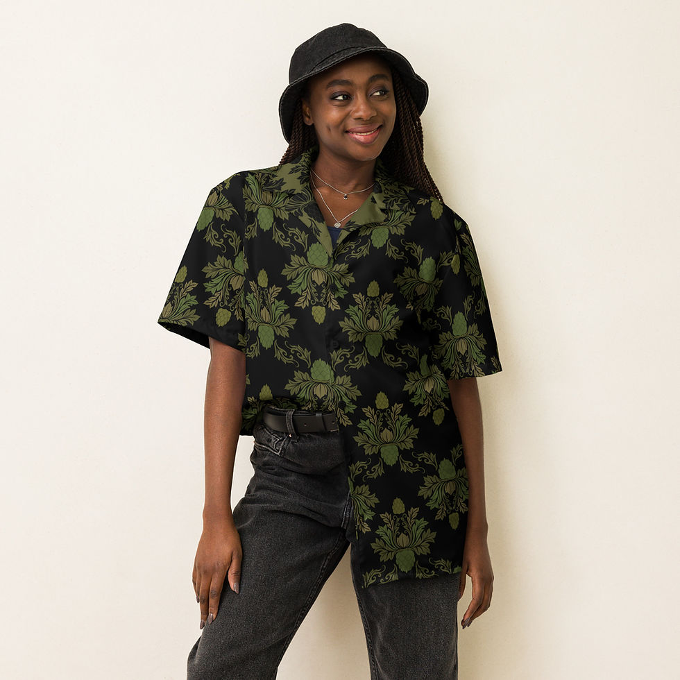 Thumbnail: Black Hops Damask Unisex Button Shirt