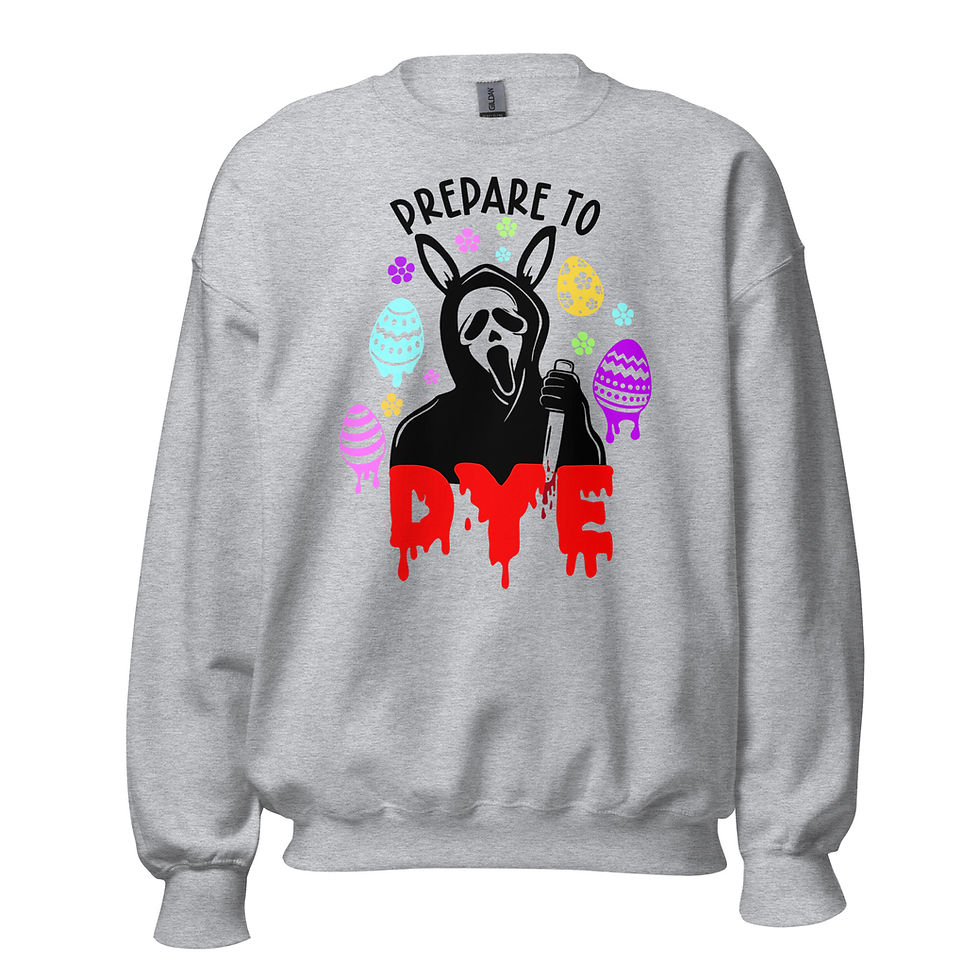 Thumbnail: Prepare To Dye Unisex Horror Easter Crewneck Sweatshirt