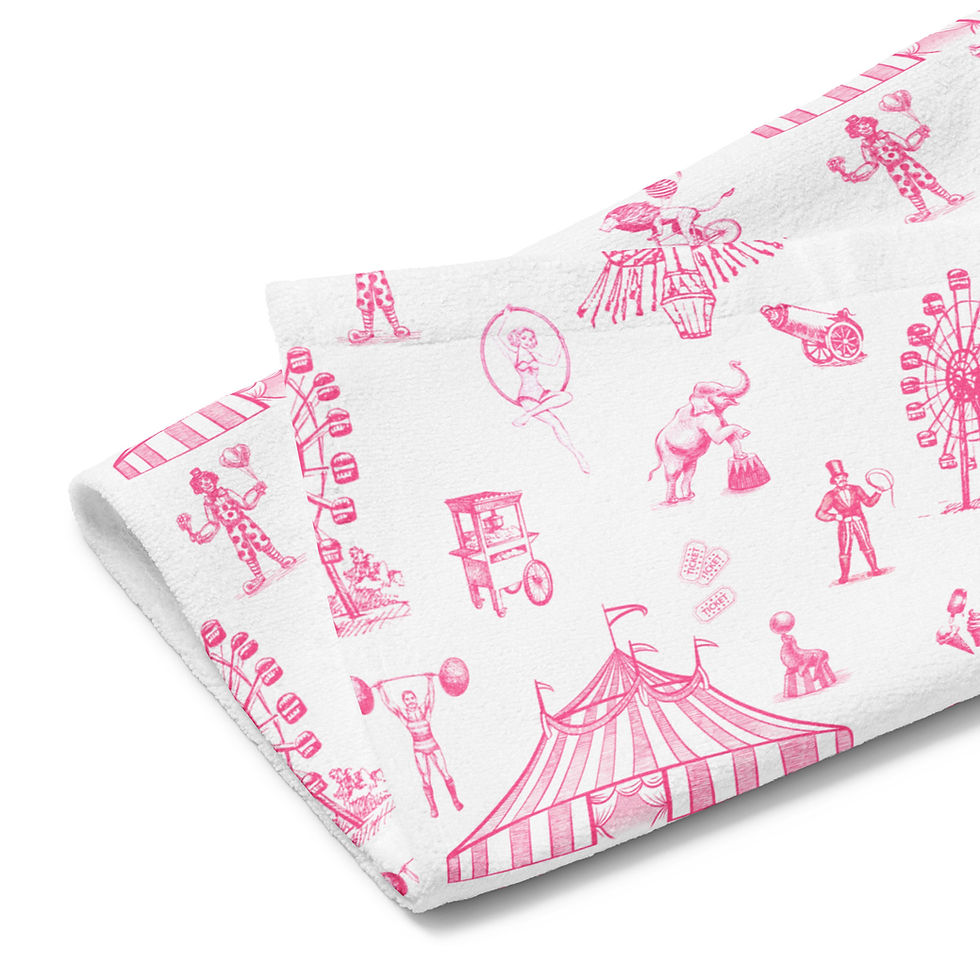 Thumbnail: Pink Circus Toile Hand towel