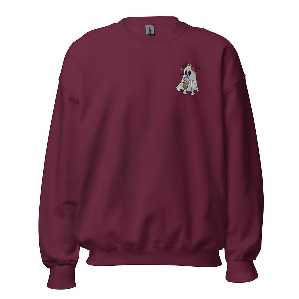 Thumbnail: Here For The Broos - Coffee Embroidered Unisex Crewneck Sweatshirt
