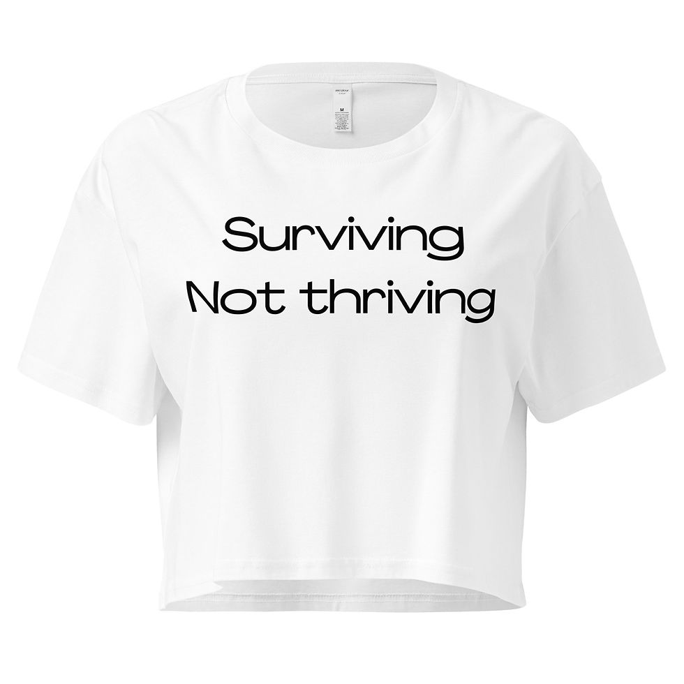 Thumbnail: Surviving Not Thriving Women’s crop top