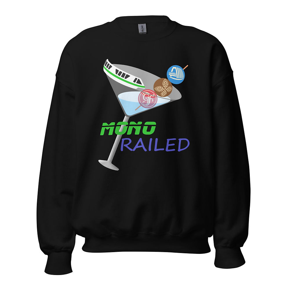 Thumbnail: Mono-Railed Disney Theme Park Bar Crawl Unisex Crewneck Sweatshirt