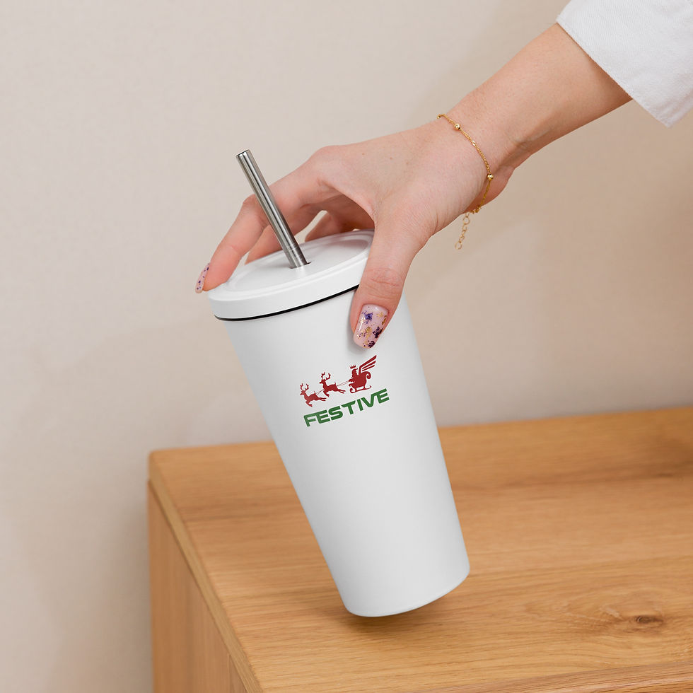 Thumbnail: Festive Insulated Tumbler with straw