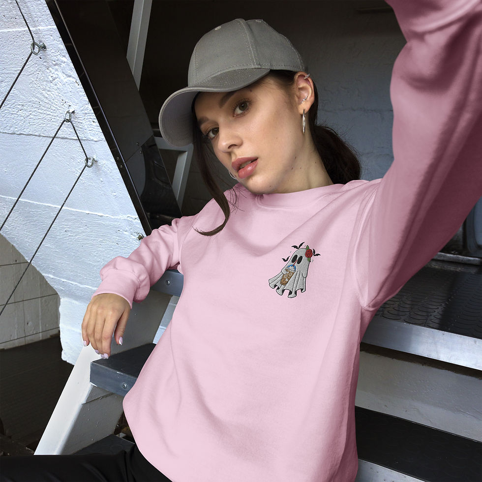 Thumbnail: Here For The Broos - Coffee Embroidered Unisex Crewneck Sweatshirt