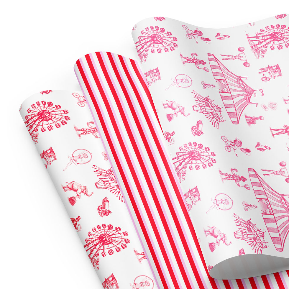 Circus Toile + Stripes Wrapping paper sheets