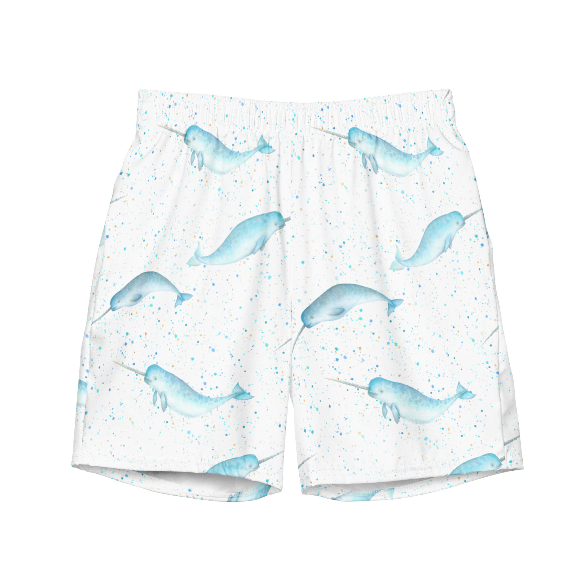 Narwhal Splatter Men’s Swim Trunks