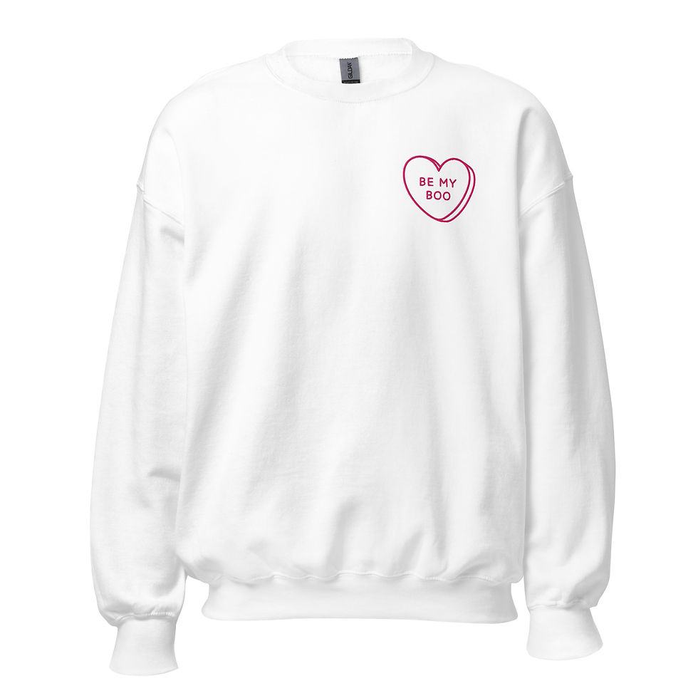 Be My Boo Candy Heart Embroidered Unisex Crewneck Sweatshirt