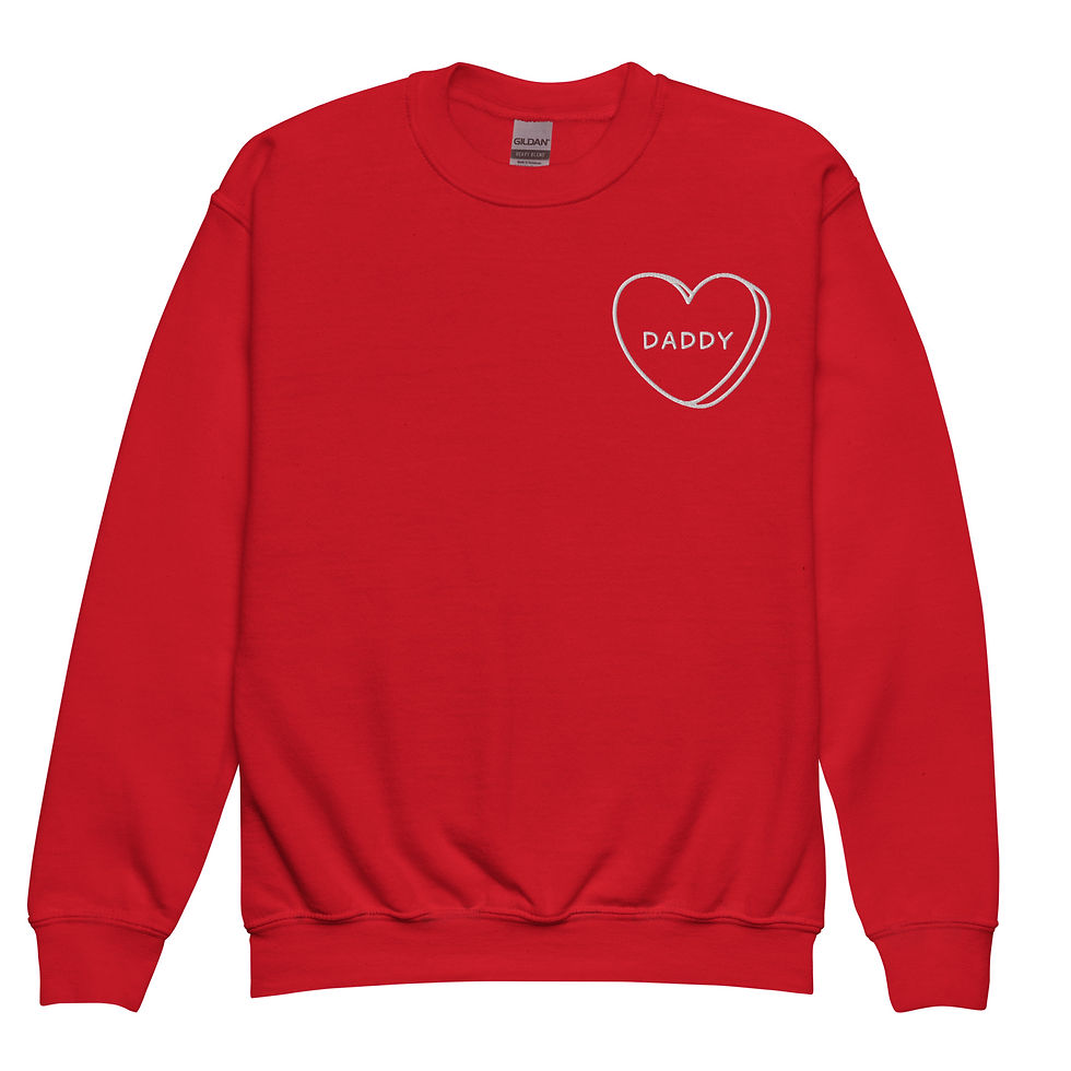 Daddy Candy Heart Embroidered Youth Crewneck Sweatshirt