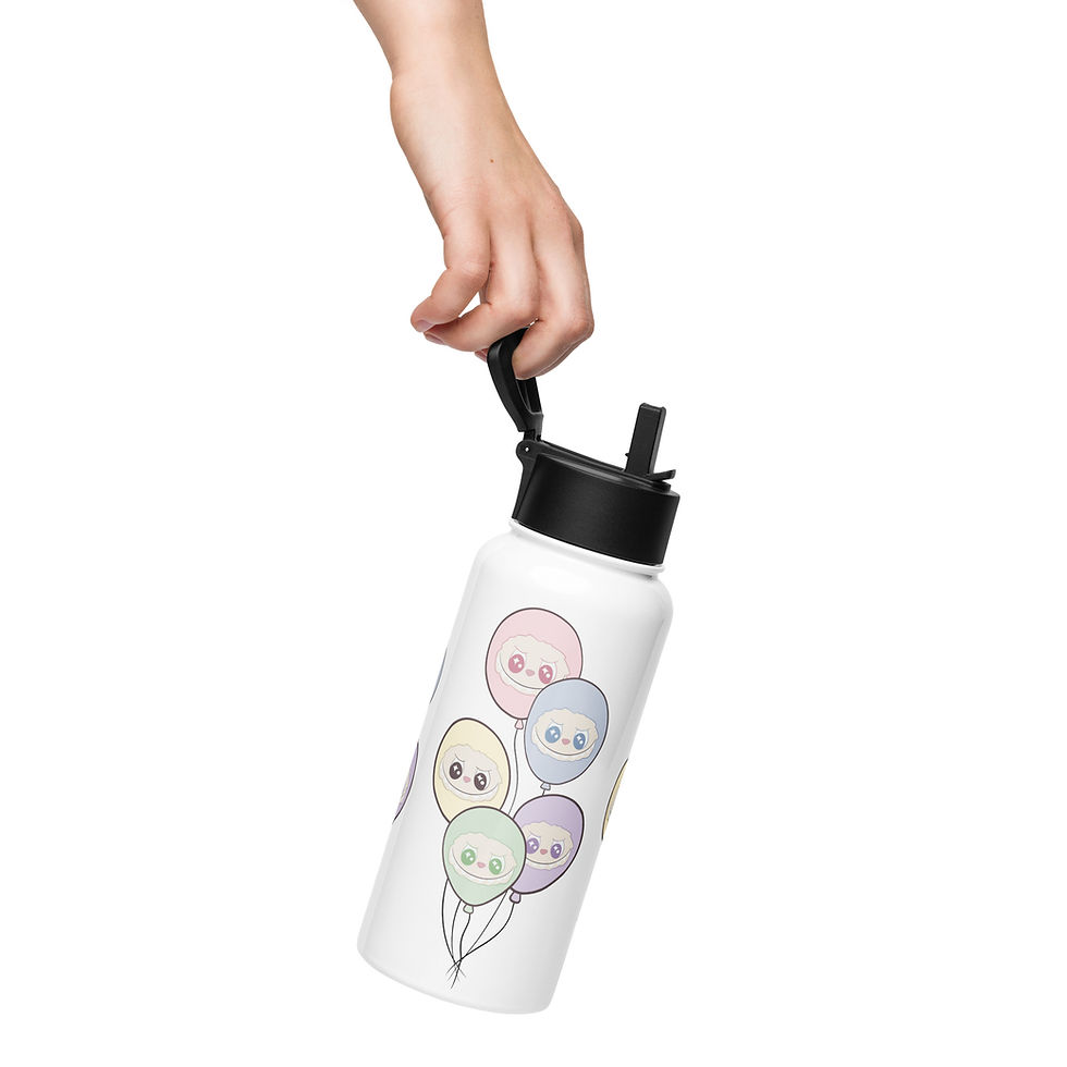 Thumbnail: Labubu Balloon Stainless steel water bottle with a straw lid