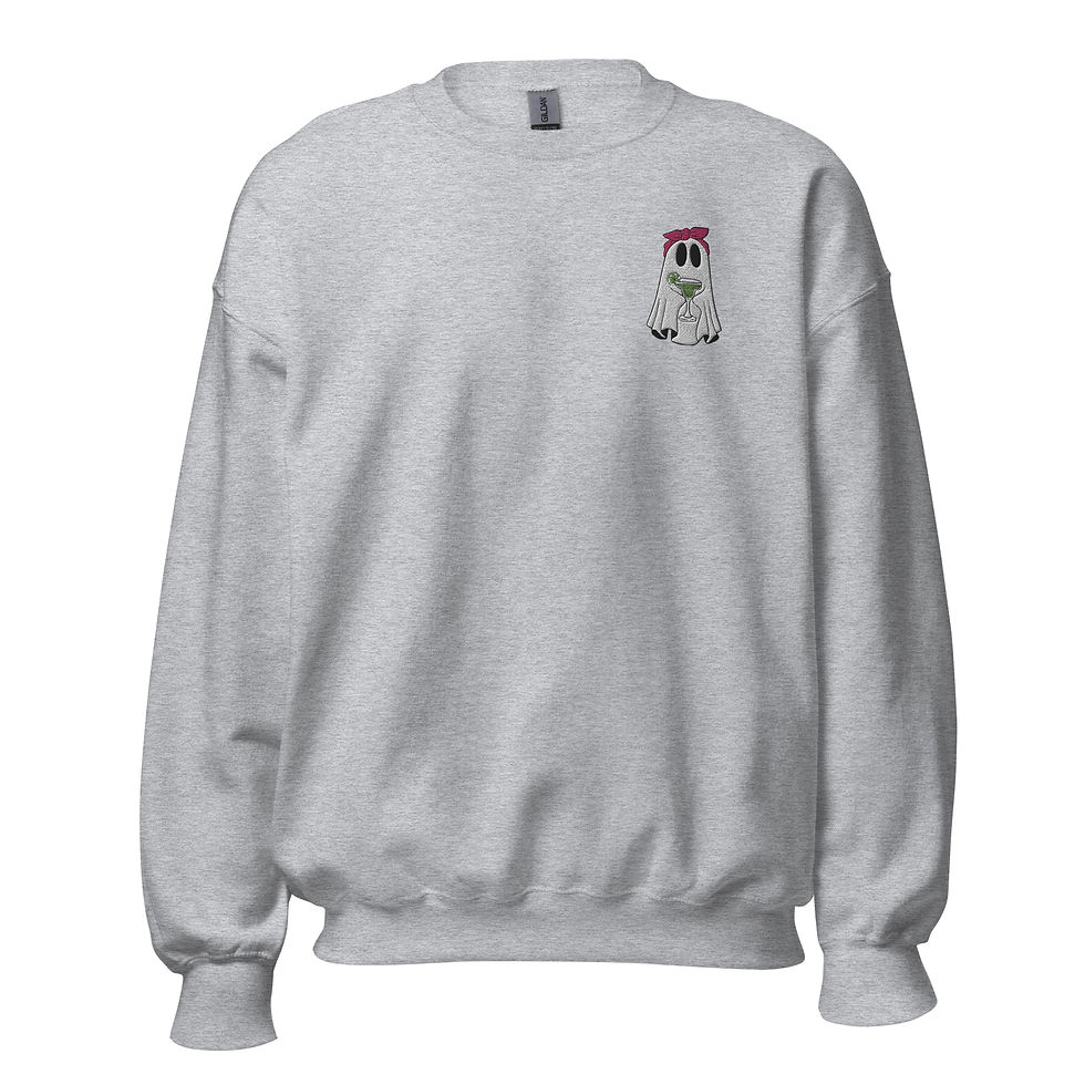 Thumbnail: Here For The Boos - Margarita Embroidered Unisex Crewneck Sweatshirt