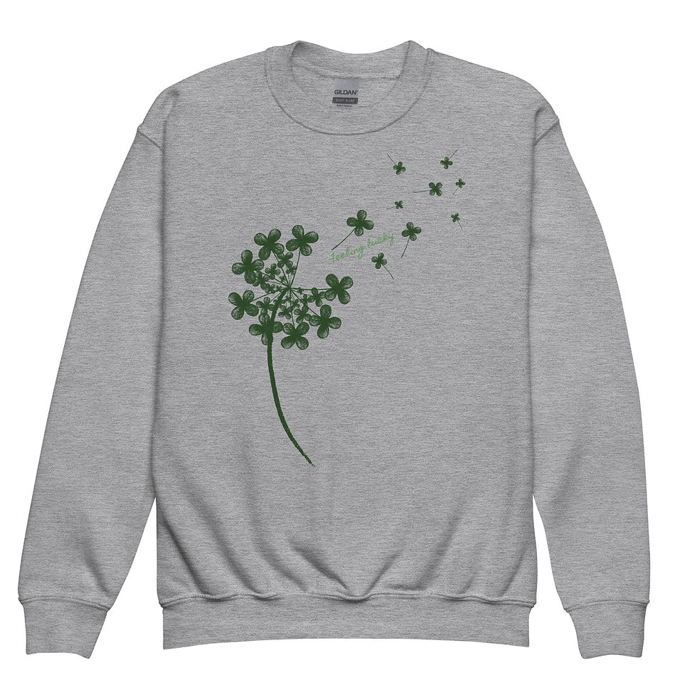 Thumbnail: Feeling Lucky Clover Dandelion Youth Crewneck Sweatshirt