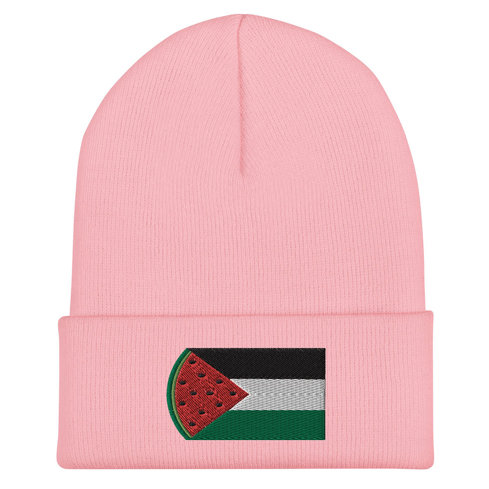 Thumbnail: Watermelon Flag Embroidered Cuffed Beanie