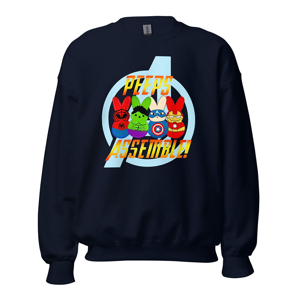Thumbnail: Peeps Assemble Unisex Superhero Crewneck Sweatshirt inspired by the Avengers