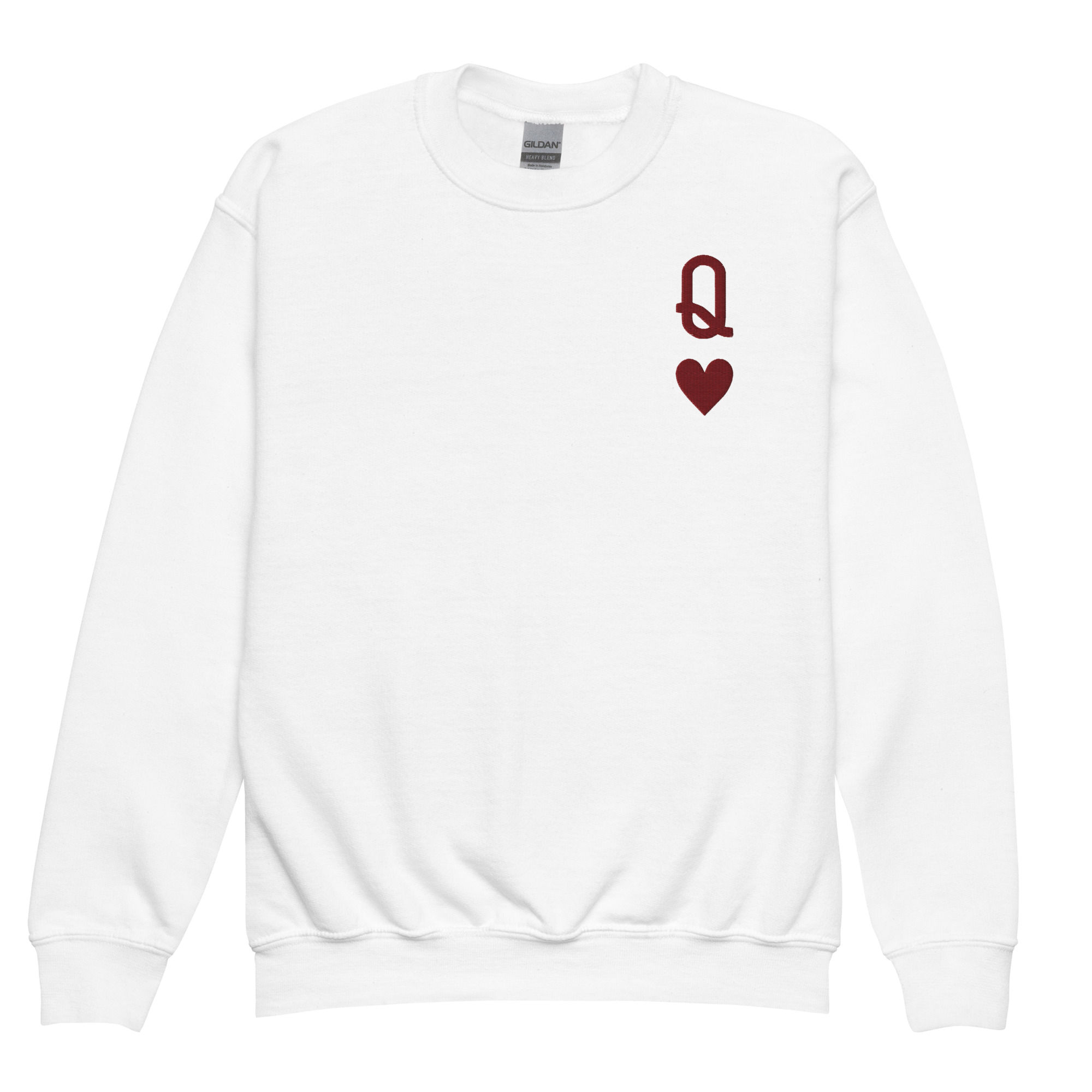 Queen of Hearts Embroidered Youth Crewneck Sweatshirt