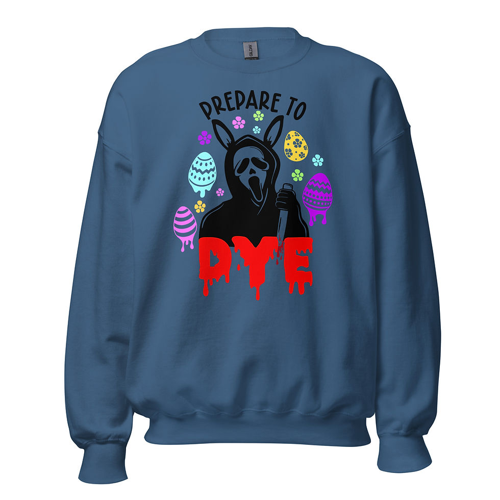 Thumbnail: Prepare To Dye Unisex Horror Easter Crewneck Sweatshirt