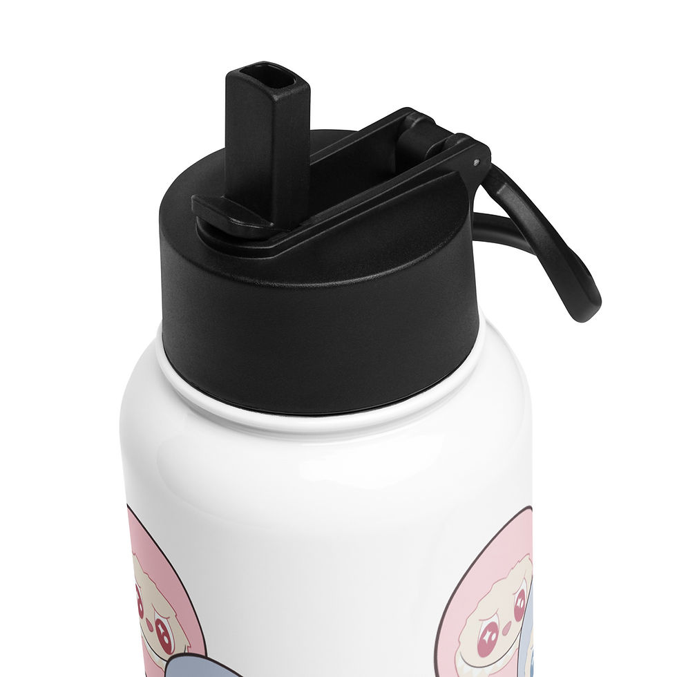 Thumbnail: Labubu Balloon Stainless steel water bottle with a straw lid