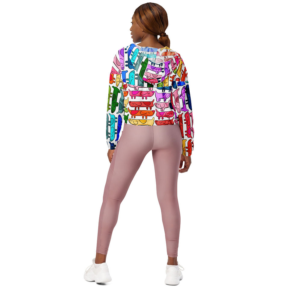 Thumbnail: White Long Dog Women’s Cropped Windbreaker