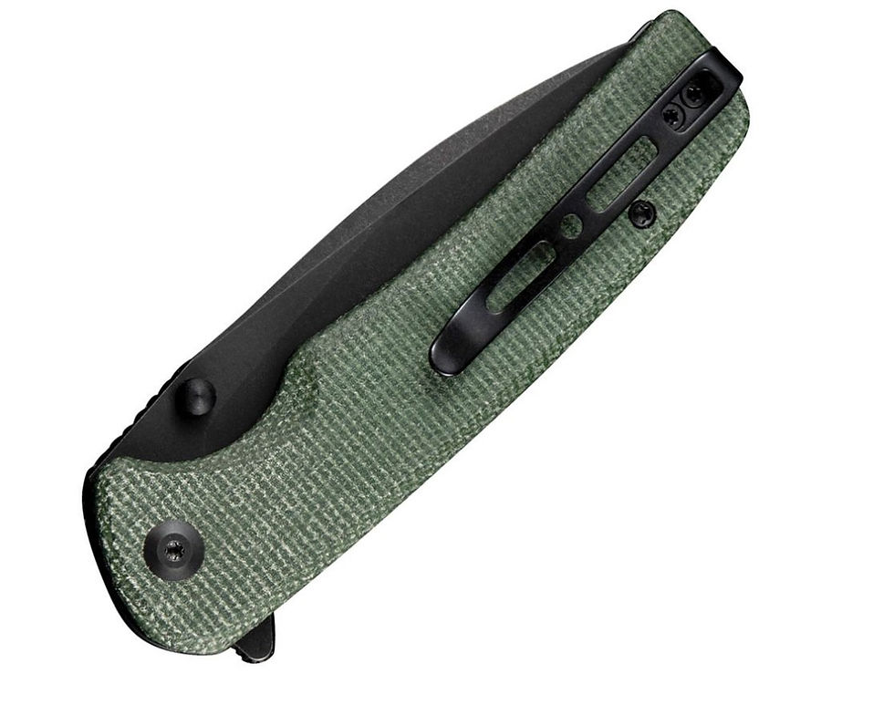 sencut sachse button lock green micarta knife