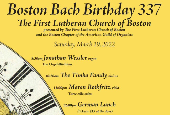Actus Tragicus, BWV 106 at First Lutheran Church, Boston