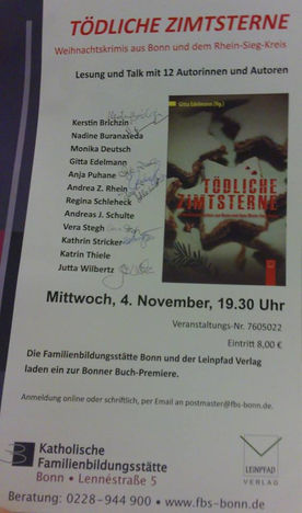 Nächste Lesung der Tödlichen Zimtsterne: 16. Dezember 2015