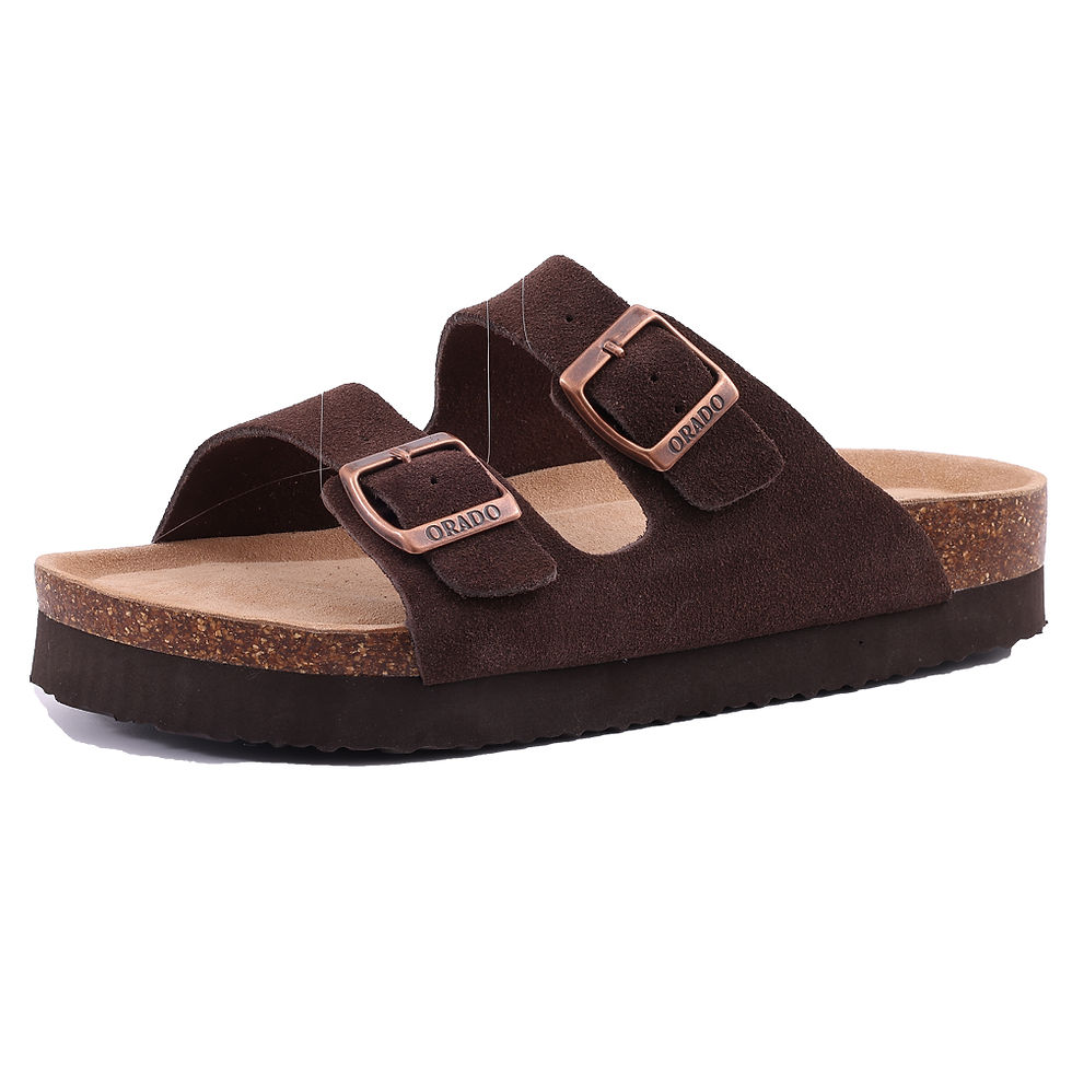 Thumbnail: Comwarm Fashion Women's Suede Mules Slippers Men Clogs Cork Insole Sandals With