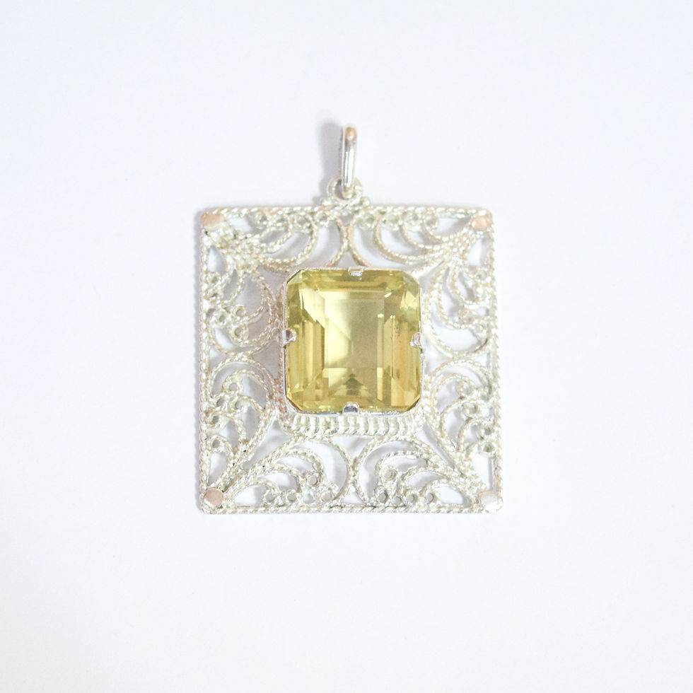 Sterling Silver Square Shaped  Pendant with Lemon Quartz gemstone Dienge Jewellery Colombo Sri Lanka