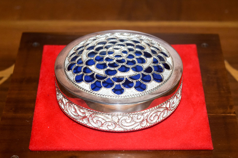 Sterling Silver Circular Jewellery Box Dienge Colombo Sri Lanka