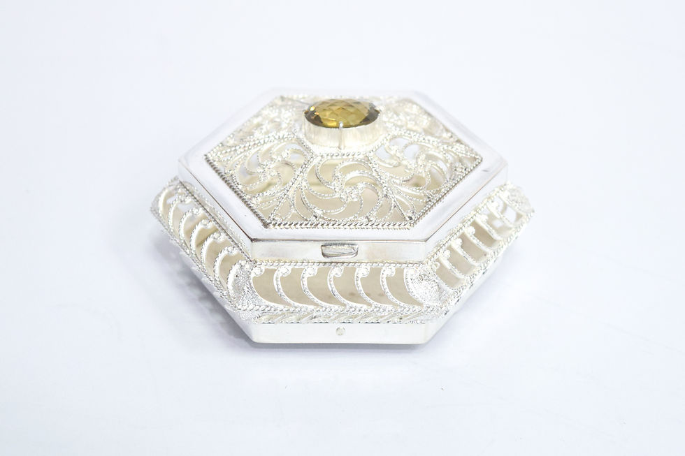 Sterling Silver Hexagonal Jewellery Box with Citrine gemstone Anniversary Gift Wedding Gift Dienge Sri Lanka
