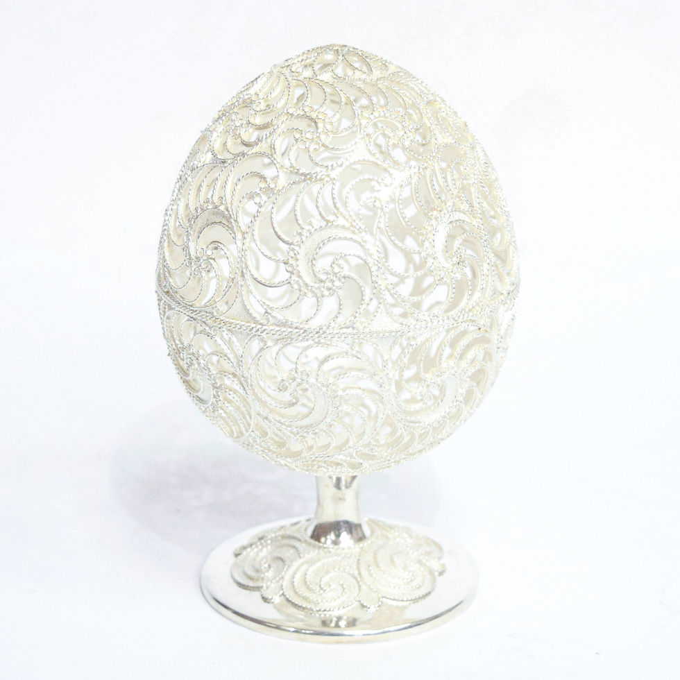 Sterling Silver Decorative Egg Front View Dienge