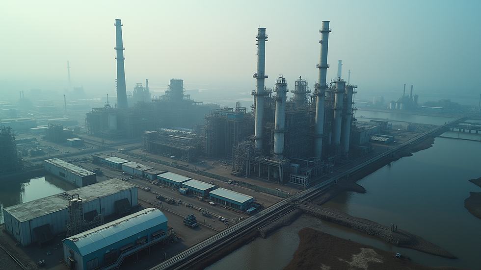high angle view of industrial gasification plant
