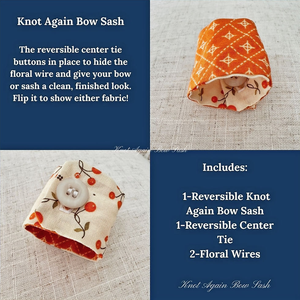 Thumbnail: Set includes reversible wreath sash in orange and ivory berry fabrics, floral wires, and a buttoned fabric cover.