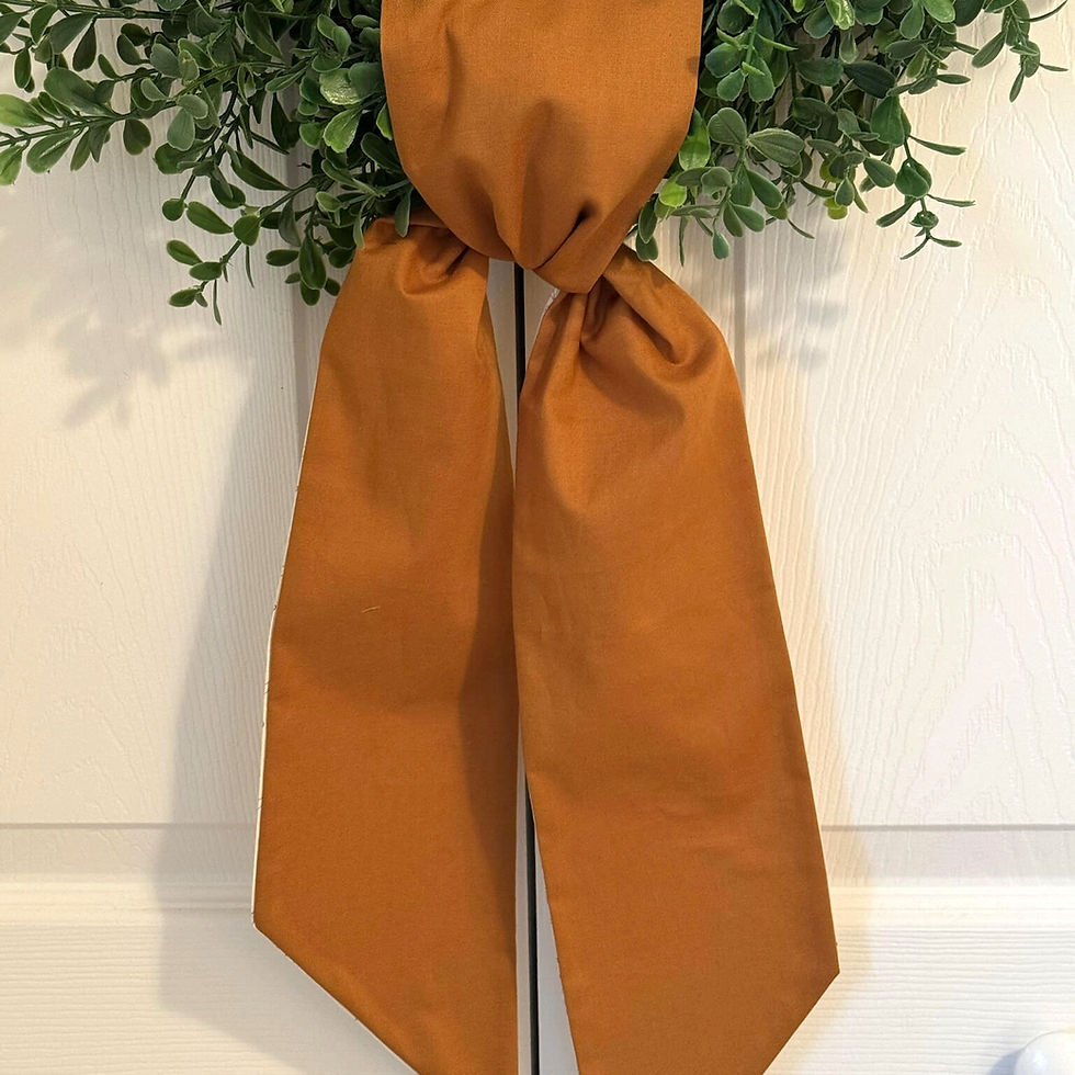 Thumbnail: Brown and cream reversible horse lover wreath sash tied in a bow, handmade equestrian door décor.
