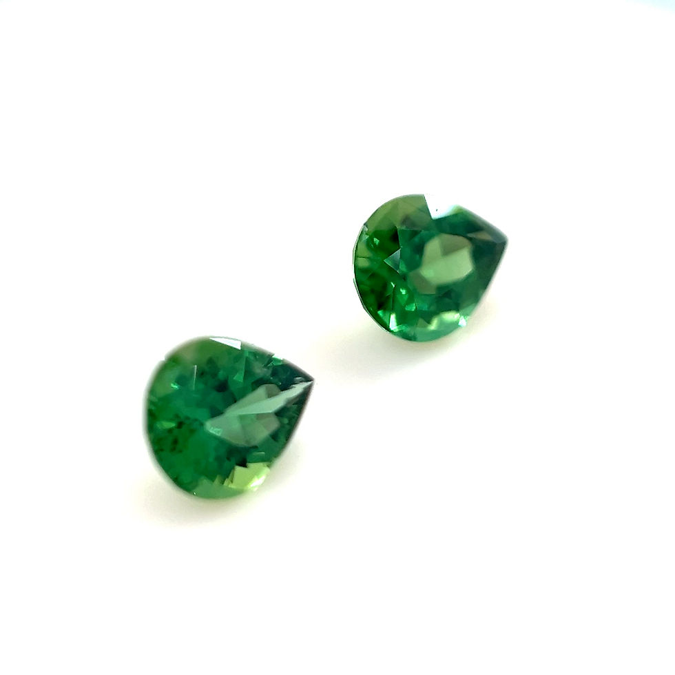 Thumbnail: Chrome Tourmaline 0.99 cts. 6.0 x 5.0mm, pear, pair