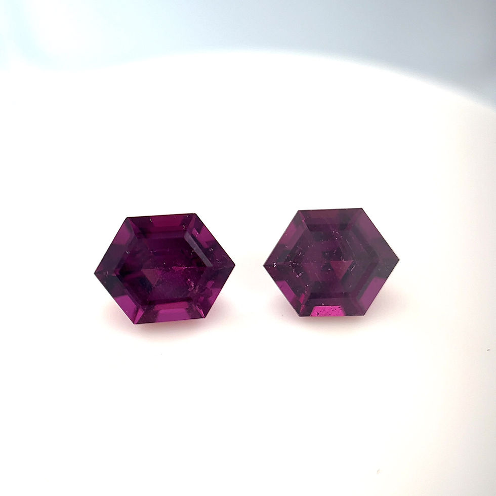 Thumbnail: Grape Garnet 3.09 cts. 8.1x6.5 x 8.3x6.3mm, rupee, pair