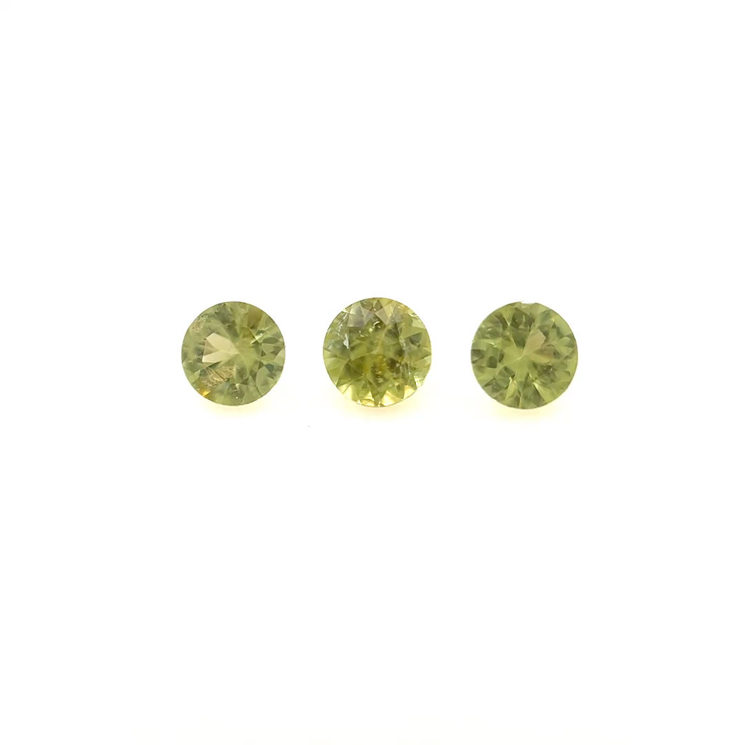 Pallasite 0.18 cts. 2.5 x 2.5mm, round, set