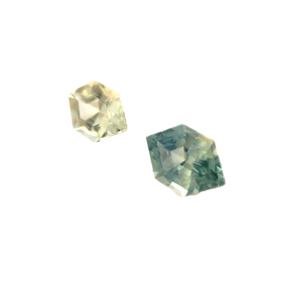 Thumbnail: Pair Montana Teal/Yellow Sapphire 1.97 cts. 8.0 x 5.0mm, hex. pr.