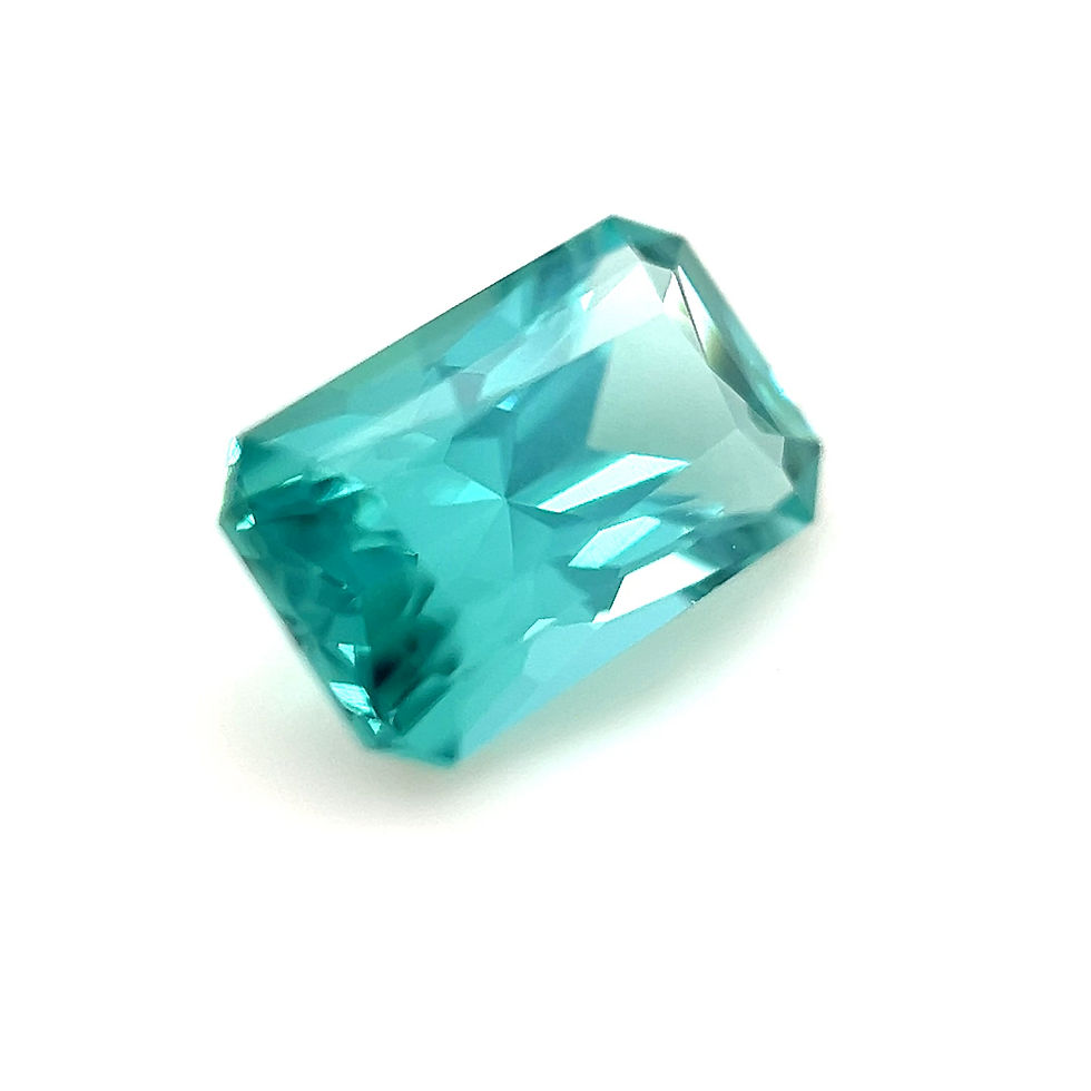 Thumbnail: Bright Blue/Green Tourmaline 0.96 cts. 7.4 x 4.6mm, emerald, radiant