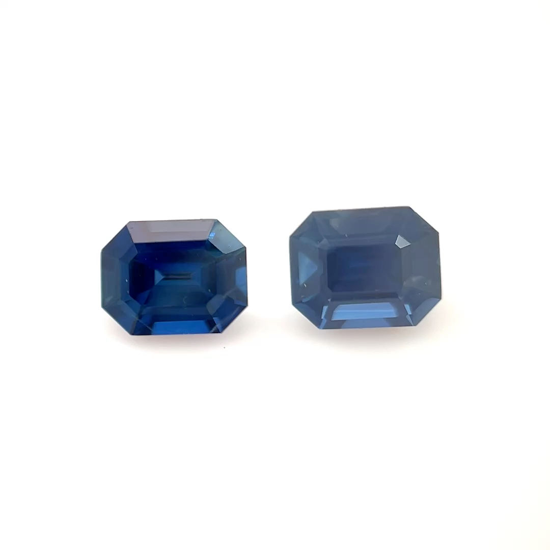 Blue/Teal Sapphire 1.08 cts. 5.0 x 4.0mm, emerald, pair
